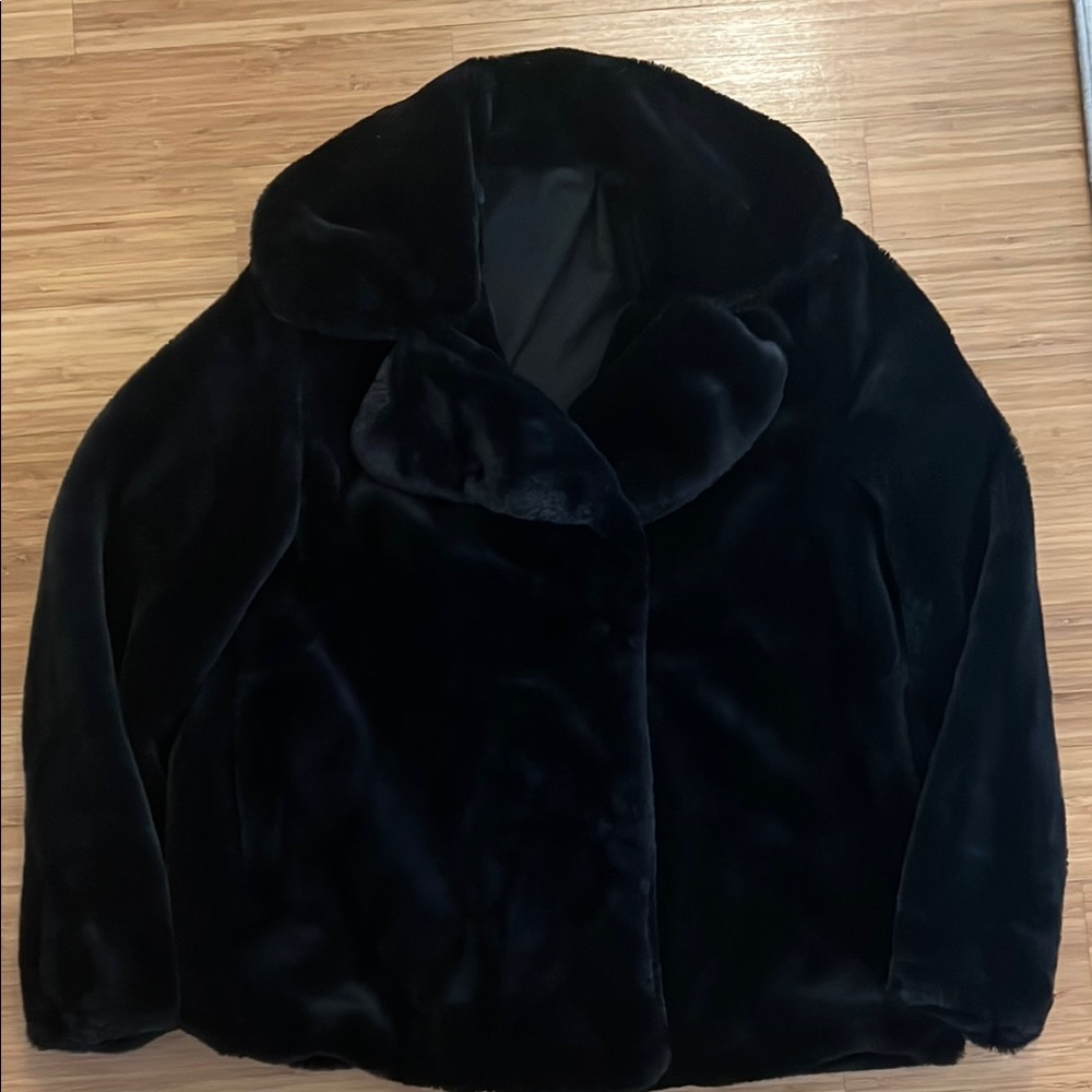Luxurious Black Faux Fur Coat